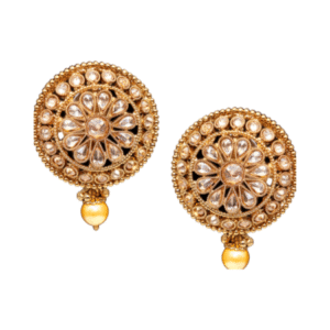 Artificial Gold Earrings with Tourmaline-Style Stone