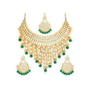 Genuine Emerald Jewellery Set – Necklace, Earrings & Head Ring